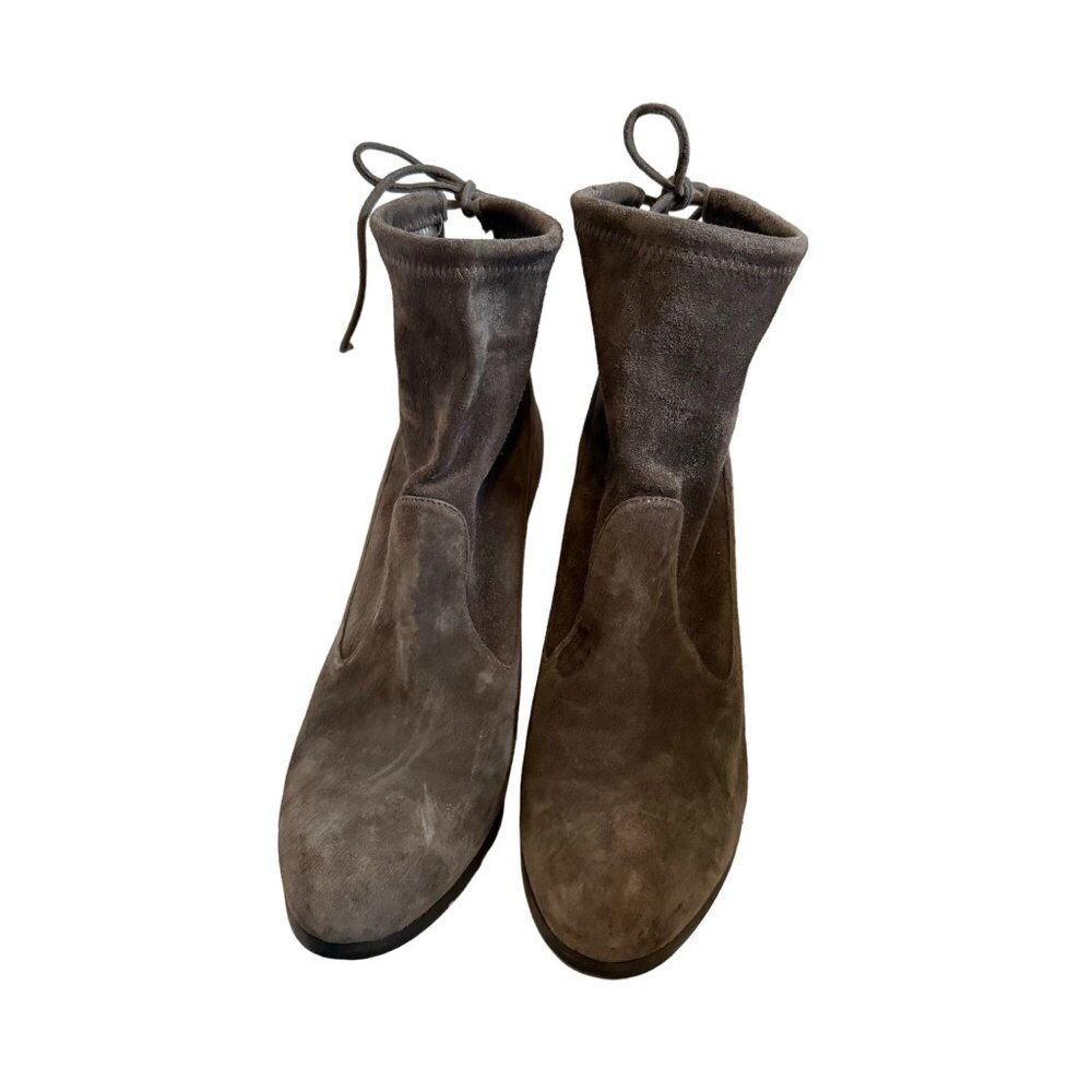 Stuart Weitzman Gray Microsuede Stretch Ankle Tie… - image 4